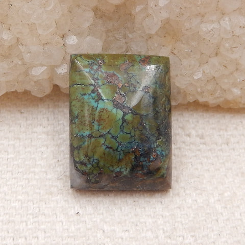 天然长方形绿松石平底凸圆形，16x12x5mm，1.9g