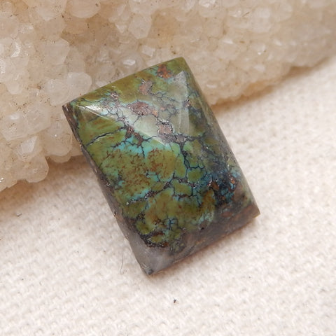 天然长方形绿松石平底凸圆形，16x12x5mm，1.9g