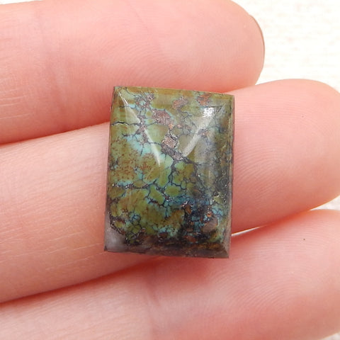 Cabochon Rectangulaire Vert Turquoise Naturel à Dos Plat, 16x12x5mm, 1.9g