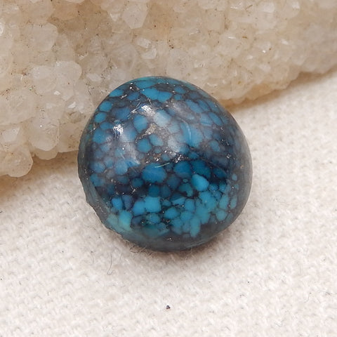 Cabochon rond bleu turquoise naturel à dos plat, 14x6mm, 2.1g