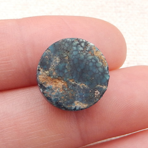 Cabochon rond bleu turquoise naturel à dos plat, 14x6mm, 2.1g