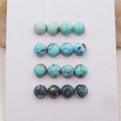 16 PCS Natural Turquoise Cabochons 6x3mm, 3.7g