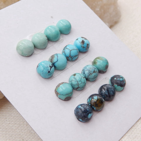 16 PCS Natural Turquoise Cabochons 6x3mm, 3.7g