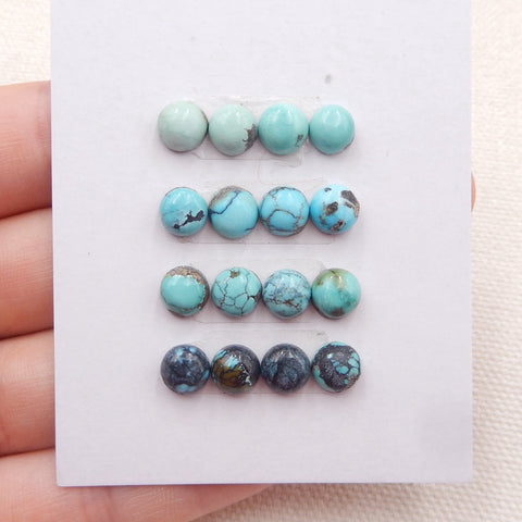 16 PCS Natural Turquoise Cabochons 6x3mm, 3.7g