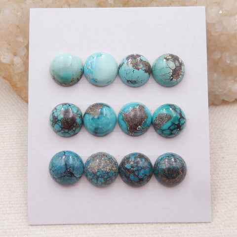 12 PCS Natural Turquoise Cabochons 10x4mm, 7.4g