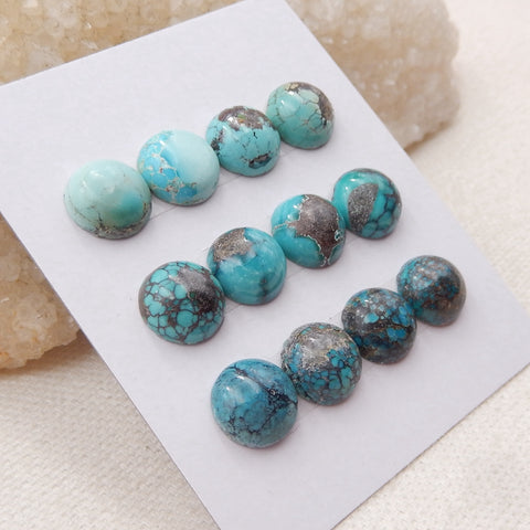 12 PCS Natural Turquoise Cabochons 10x4mm, 7.4g