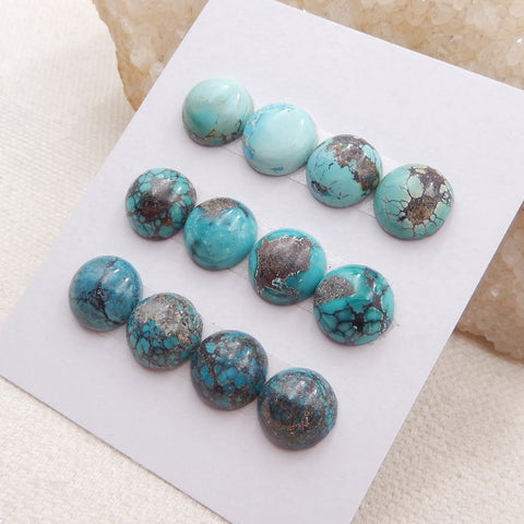 12 PCS Natural Turquoise Cabochons 10x4mm, 7.4g