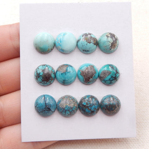 12 PCS Natural Turquoise Cabochons 10x4mm, 7.4g