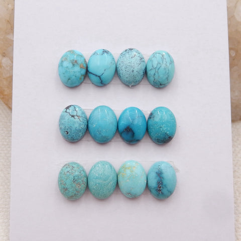 12 PCS Natural Turquoise Cabochons 9x7x4mm, 4.6g