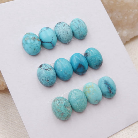 12 PCS Natural Turquoise Cabochons 9x7x4mm, 4.6g