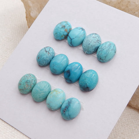 12 PCS Natural Turquoise Cabochons 9x7x4mm, 4.6g