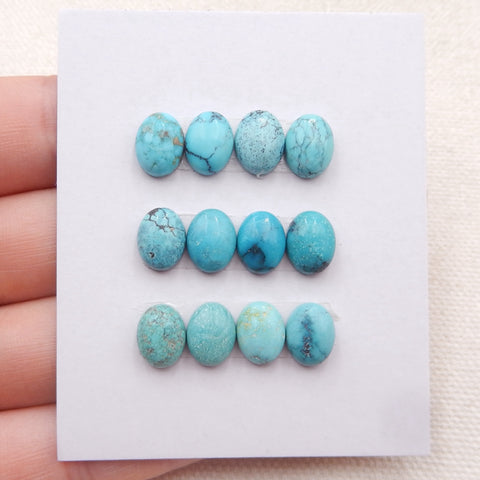 12 PCS Natural Turquoise Cabochons 9x7x4mm, 4.6g