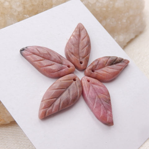 5 PCS Natural Rhodonite Pendant Beads 20x10x3mm, 7.1g