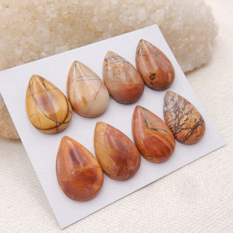 8 PCS Natural Red Creek Jasper Cabochons 21x14x4mm, 14.2g