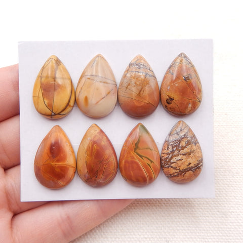 8 PCS Natural Red Creek Jasper Cabochons 21x14x4mm, 14.2g