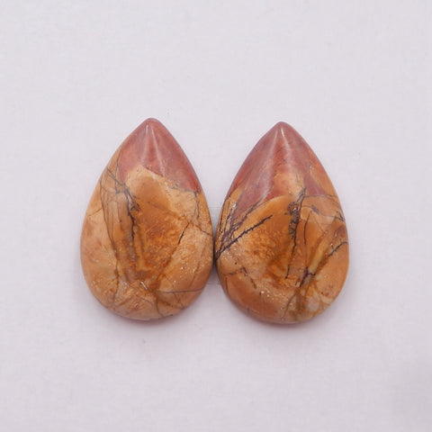 Natural Red Creek Jasper Cabochons Paired 21x14x4mm, 3.3g