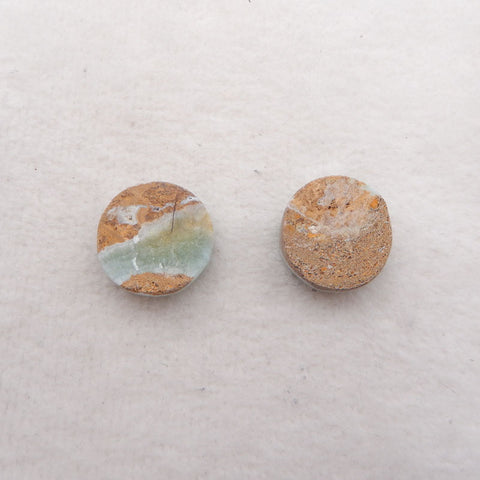 Natural Hemimorphite Cabochons Paired 18x18x9mm, 4.5g