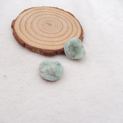 Natural Hemimorphite Cabochons Paired 18x18x9mm, 4.5g