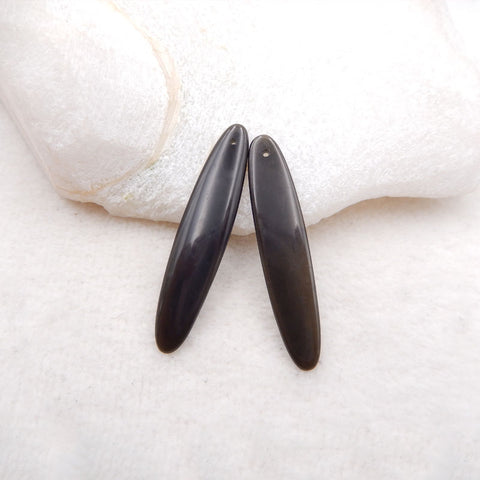 Natural Obsidian Earring Beads 44X9X3mm, 1.8g