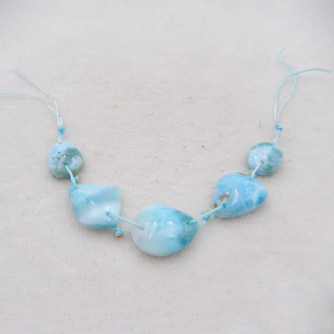 5 pièces Larimar Pendentifs Pierre, Boucles d'Oreilles Pierre, 85x11x6mm, 11.1g