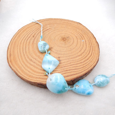 5 pièces Larimar Pendentifs Pierre, Boucles d'Oreilles Pierre, 85x11x6mm, 11.1g