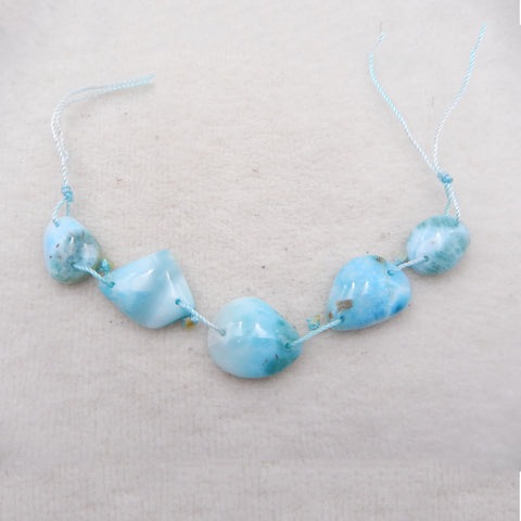 5 pièces Larimar Pendentifs Pierre, Boucles d'Oreilles Pierre, 85x11x6mm, 11.1g