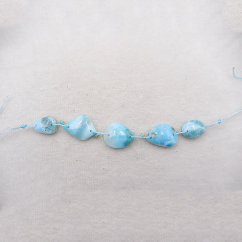 5 pièces Larimar Pendentifs Pierre, Boucles d'Oreilles Pierre, 85x11x6mm, 11.1g