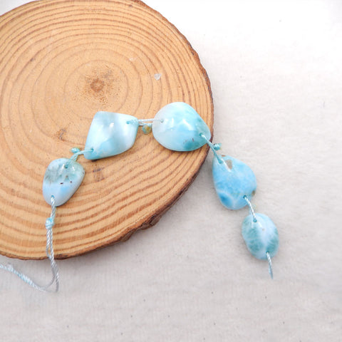 5 pièces Larimar Pendentifs Pierre, Boucles d'Oreilles Pierre, 85x11x6mm, 11.1g