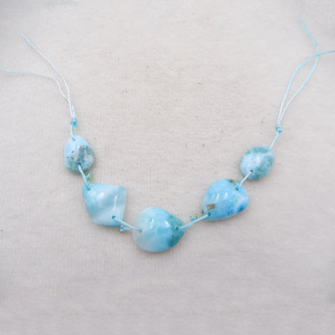 5 pièces Larimar Pendentifs Pierre, Boucles d'Oreilles Pierre, 85x11x6mm, 11.1g