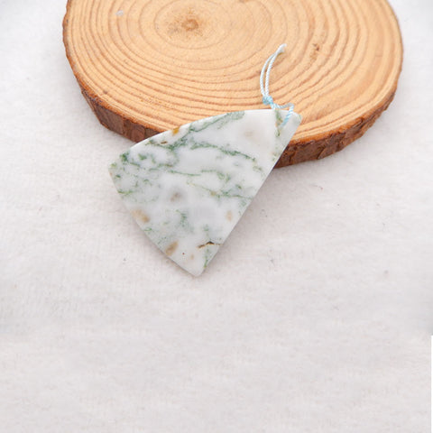 Pendentif en pierres précieuses d'agate mousse naturelle., 44x33x6mm, 10.7g