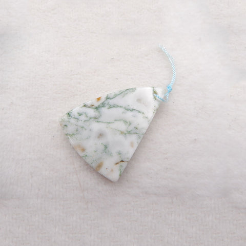 Pendentif en pierres précieuses d'agate mousse naturelle., 44x33x6mm, 10.7g