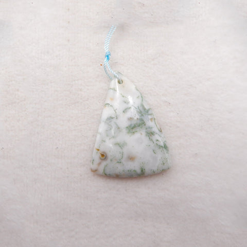 Pendentif en pierres précieuses d'agate mousse naturelle., 44x33x6mm, 10.7g