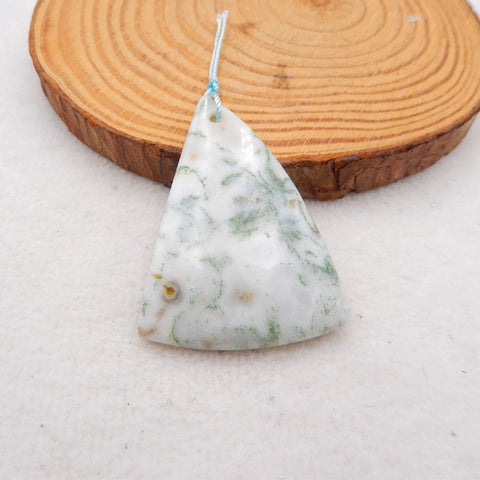 Pendentif en pierres précieuses d'agate mousse naturelle., 44x33x6mm, 10.7g