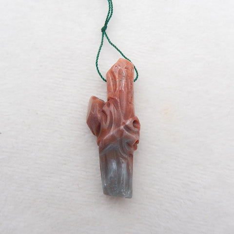 Pierre pendentif Amazonite sculptée à la main, 53 x 19 x 14 mm, 17,77 g