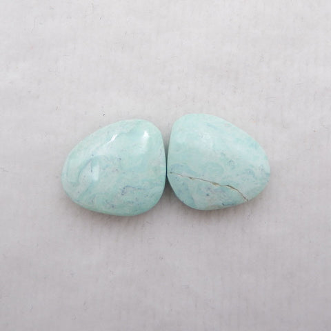 Paire de cabochons de pierres précieuses de turquoise naturelle 17x15x4mm, 3.3g