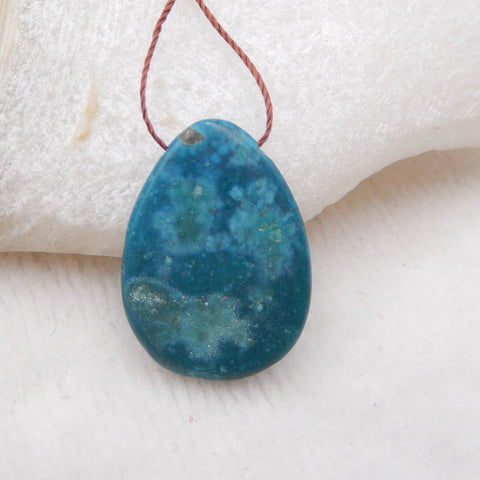 Perle pendentif longue larme percée en turquoise naturelle, 24x12x3mm, 2.7g