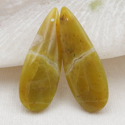 Paire de Cabochons en Opale Jaune Naturelle, 18x15x5mm, 3.3g