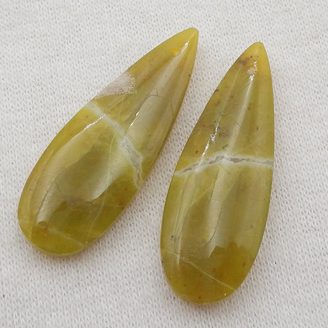 Paire de Cabochons en Opale Jaune Naturelle, 18x15x5mm, 3.3g