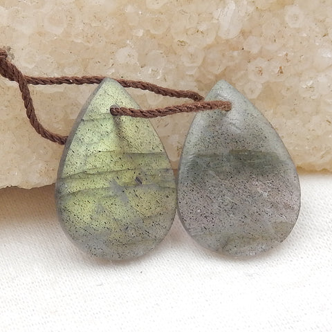 Natural Labradorite Earring Beads 21X15X3mm, 3.5g