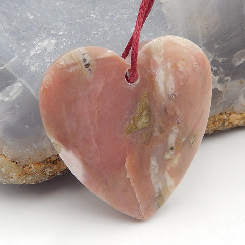 Natural Pink Opal Pendant Bead, 30x21x12mm, 7.3g