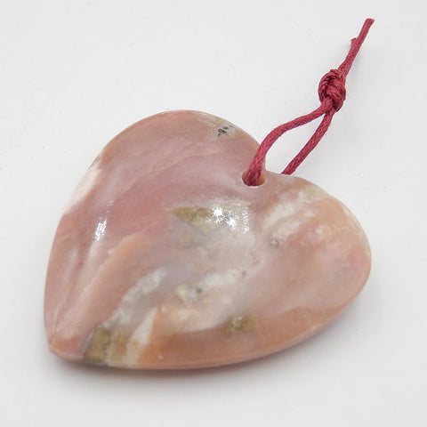 Perle pendentif en opale rose naturelle, 28x23x5mm, 3.8g