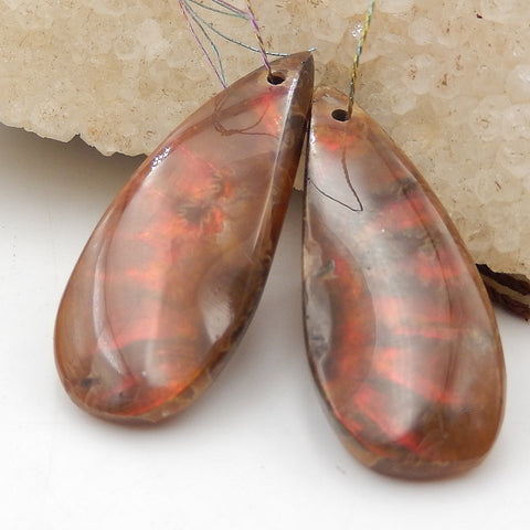 Natural Ammonite Fossil Earring Beads 32x13x5mm, 6.7g