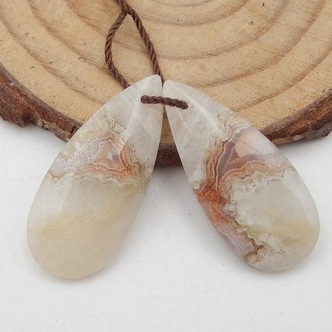 Cabochon d'agate naturelle, cabochon de pierres précieuses Crazy Lace Rosetta Stone, 43x20x4mm, 6.5g