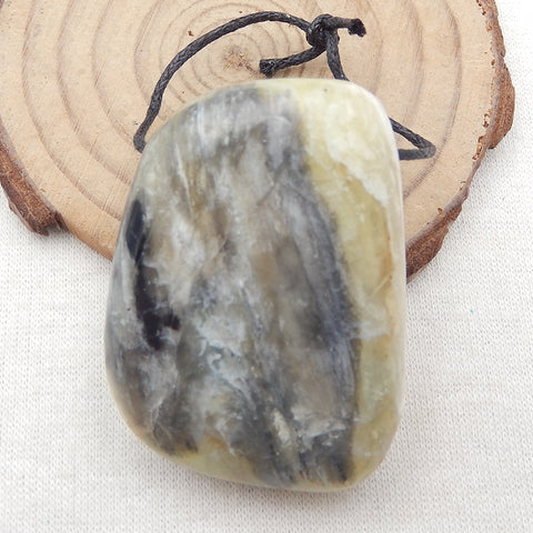 Natural Yellow Opal Pendant Bead 42x30x16mm, 27.2g