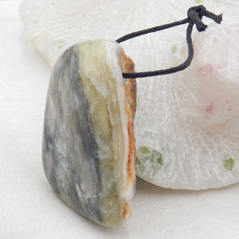 Natural Yellow Opal Pendant Bead 42x30x16mm, 27.2g