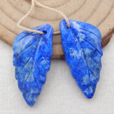 Natural Lapis Lazuli leaf Earring Beads 30x15x5mm, 7.3g