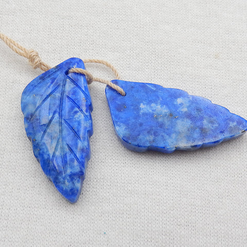 Natural Lapis Lazuli leaf Earring Beads 30x15x5mm, 7.3g