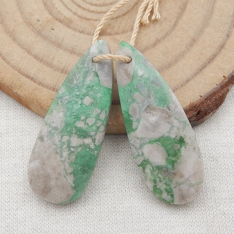 Variscite Teardrop 耳环石一对，用于制作耳环，35x10x4mm，4.8g