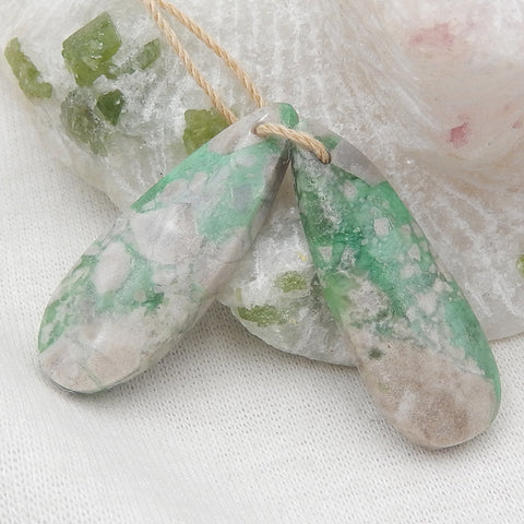 Variscite Teardrop 耳环石一对，用于制作耳环，35x10x4mm，4.8g