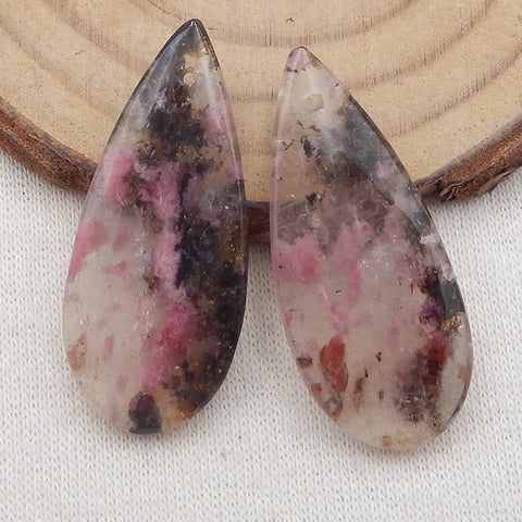 Natural African Rhodochrosite Earring Beads 32x14x5mm, 6.9g